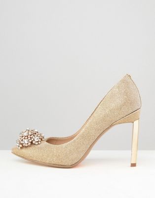 泰德·贝克Ted Baker Peetch Gold珠饰高跟鞋