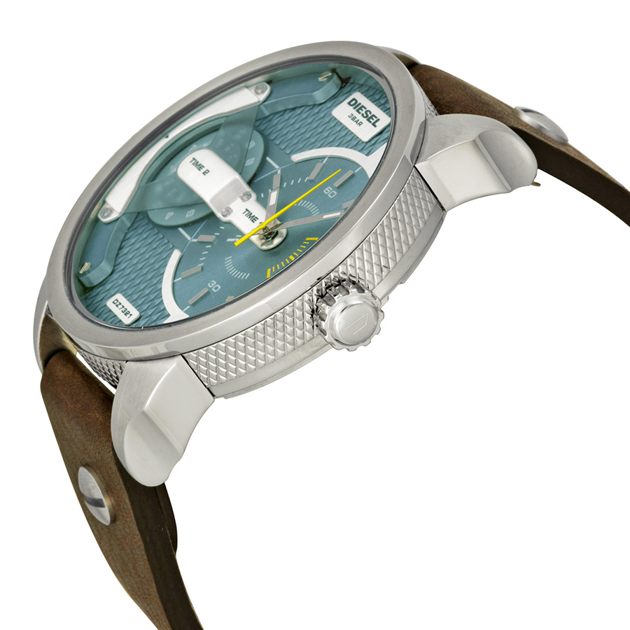 DieselMiniDaddyDualTimeDialBrownLeatherMensWatch DieselMiniDaddyDualTimeDialBrownLeatherMensWatch