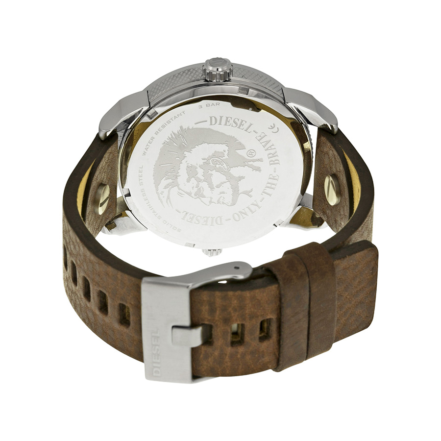 DieselMiniDaddyDualTimeDialBrownLeatherMensWatch DieselMiniDaddyDualTimeDialBrownLeatherMensWatch