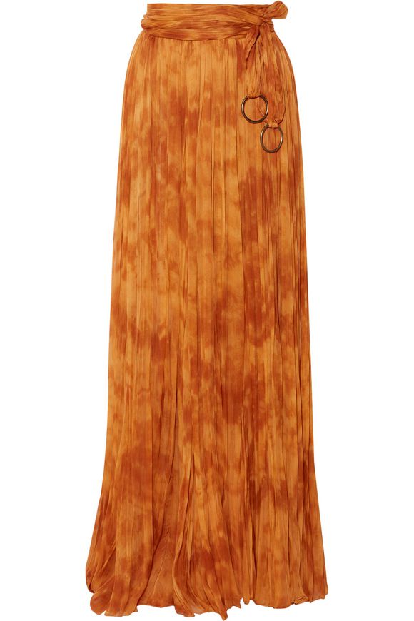 特·卡沃利ROBERTO CAVALLI印花天鹅绒拽地长裙