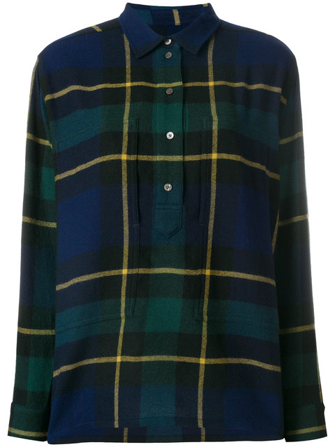 博柏利Burberry方格纽扣衬衫(女款)